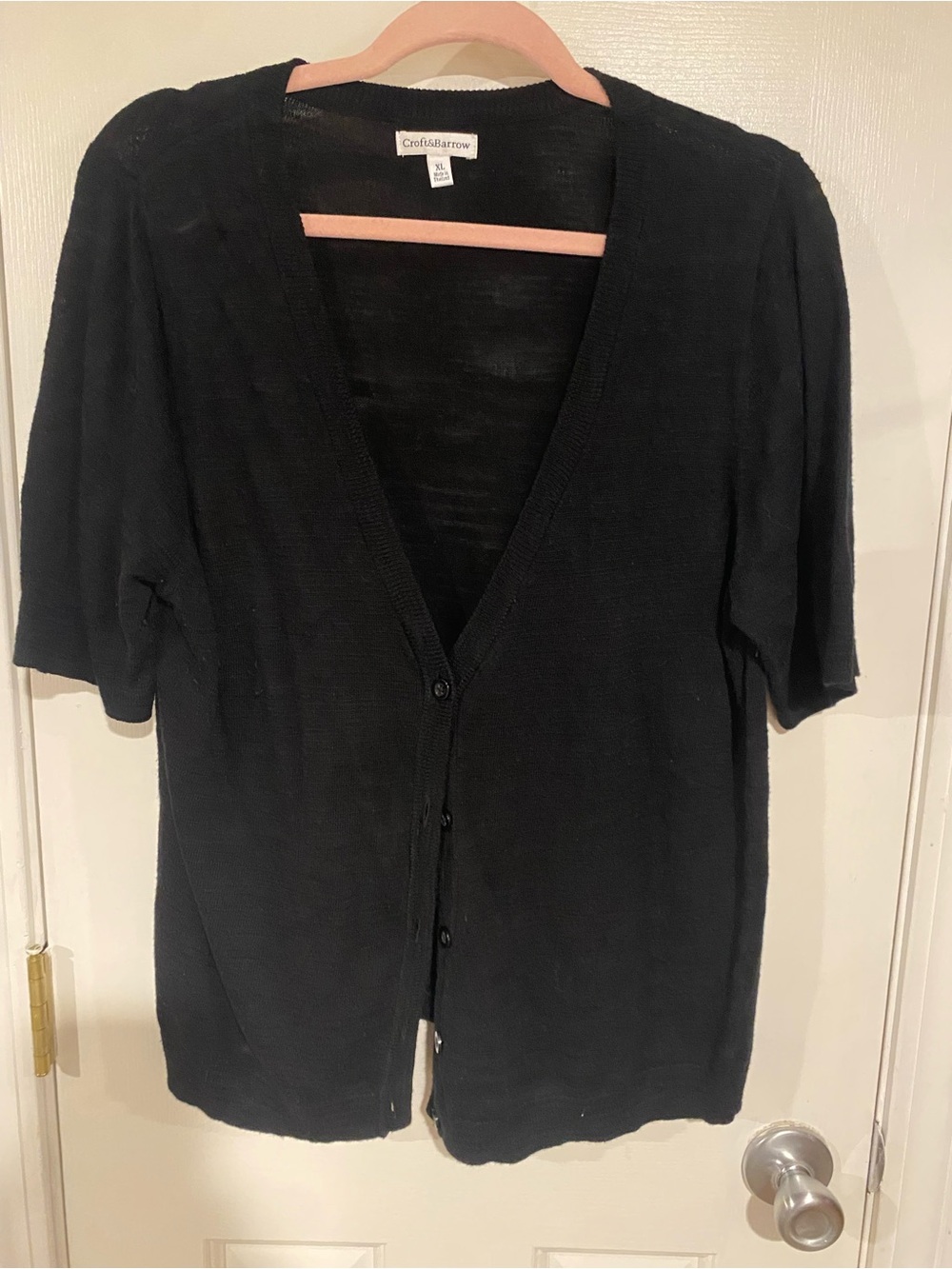 croft & barrow Black Short-Sleeve V-Neck Cardigan